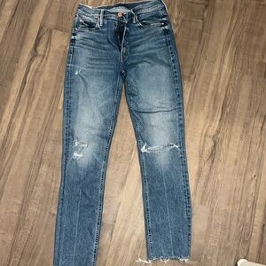 MOTHER jeans. The mid rise dazzler ankle fray.